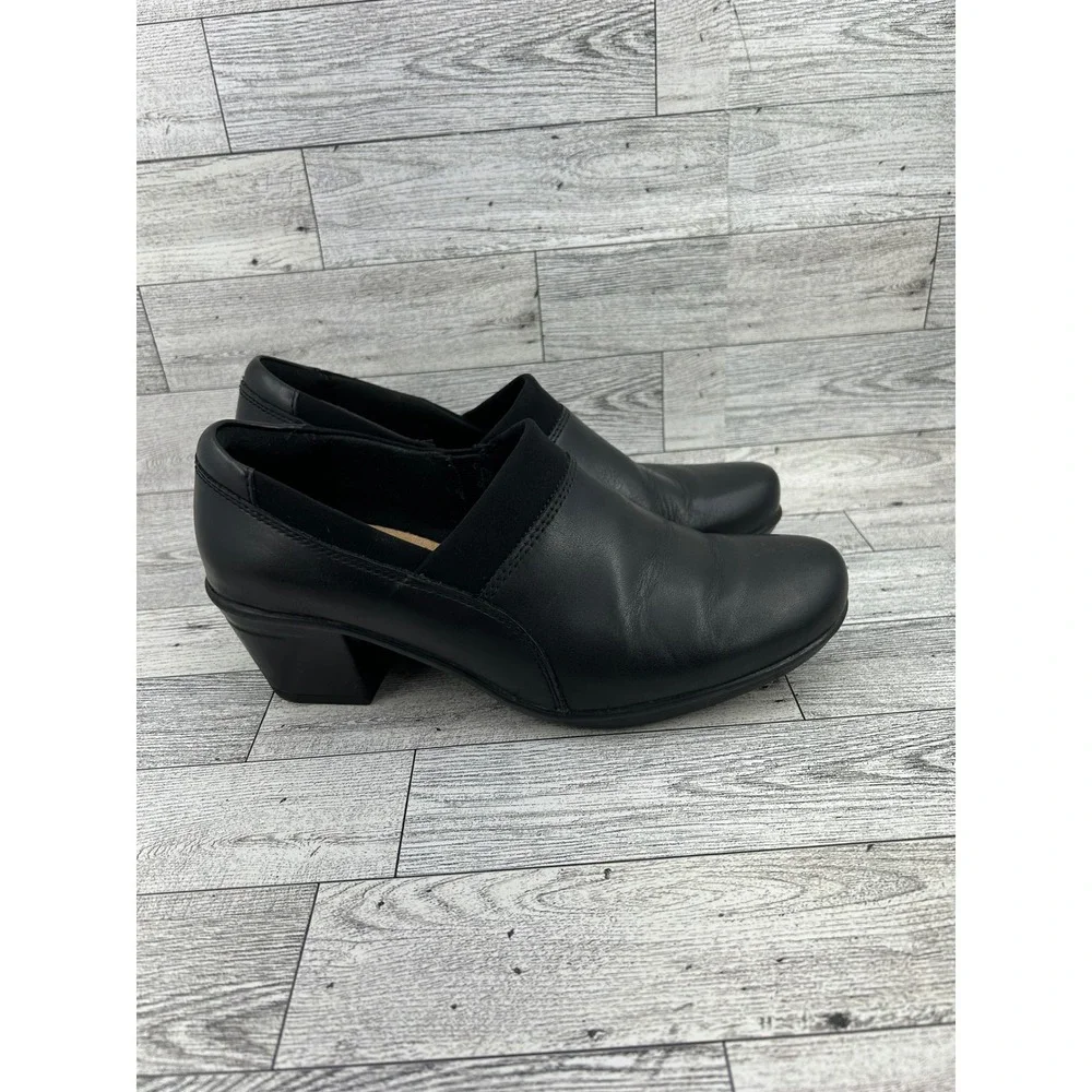 Clarks Collection Ultimate‎ Comfort Black Leather Slip On Loafers Women Sz 6.5M